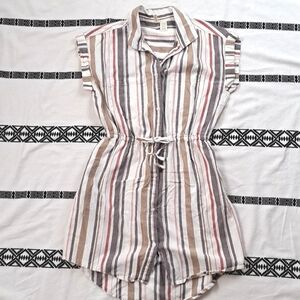 Japna cotton striped Short sleeve shirt dress button front szS